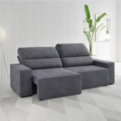 Estofado Jaguar 2,00Mts Ret Reclinável Veludo Grafite