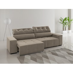 Estofado Portinari 2,30Mt Ret E Reclinav Veludo Pérola