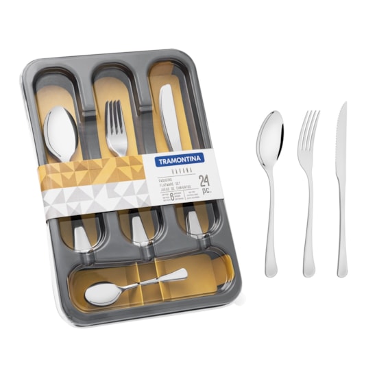 Faqueiro Aço Inox Havana 24 Peças Inox Faqueiro Aço Inox Havana 24 Peças Inox