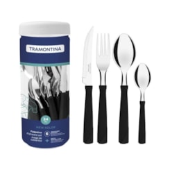 Faqueiro Aço Inox New Kolor 24Pcs Preto