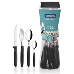 Faqueiro Ipanema 24 Peças Laminas Inox Preto Faqueiro Ipanema 24 Peças Laminas Inox Preto