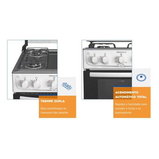 Fogão 4 Bocas Acendimento Automatico Atlas Monaco Plus Branco