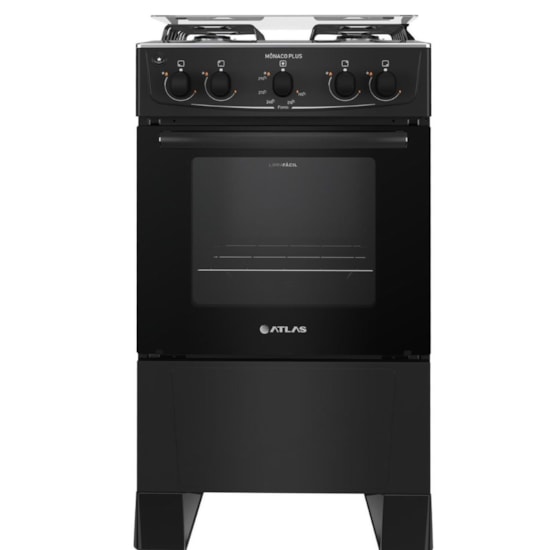 Fogão 4 Bocas Acendimento Automatico Atlas Monaco Plus Preto