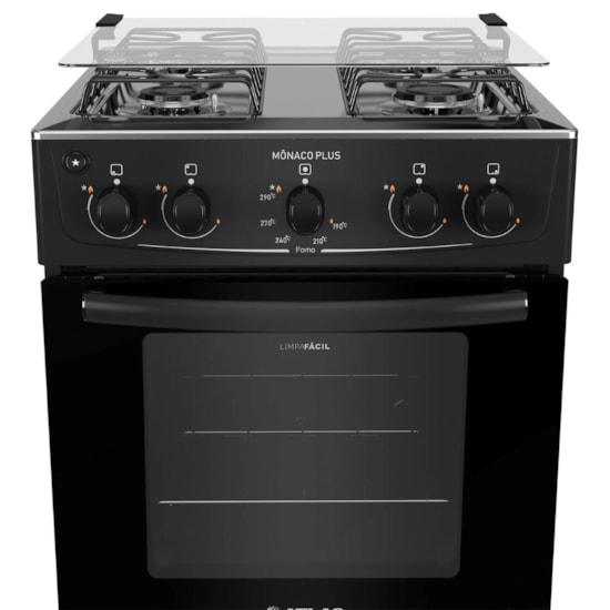 Fogão 4 Bocas Acendimento Automatico Atlas Monaco Plus Preto