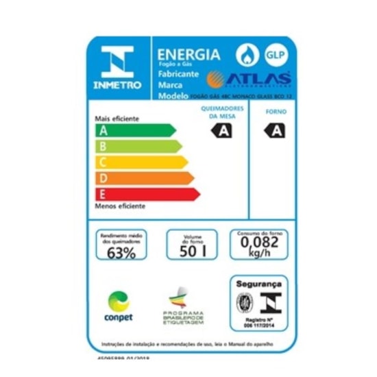 Fogão 4 Bocas Acendimento Automatico Atlas Monaco Plus Preto