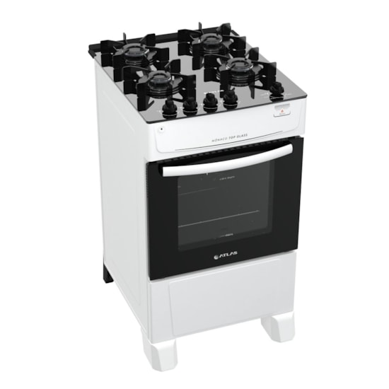 Fogão 4 Bocas Atlas Monaco Top Glass Branco Fogão 4 Bocas Atlas Monaco Top Glass Branco