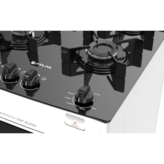 Fogão 4 Bocas Atlas Monaco Top Glass Branco Fogão 4 Bocas Atlas Monaco Top Glass Branco