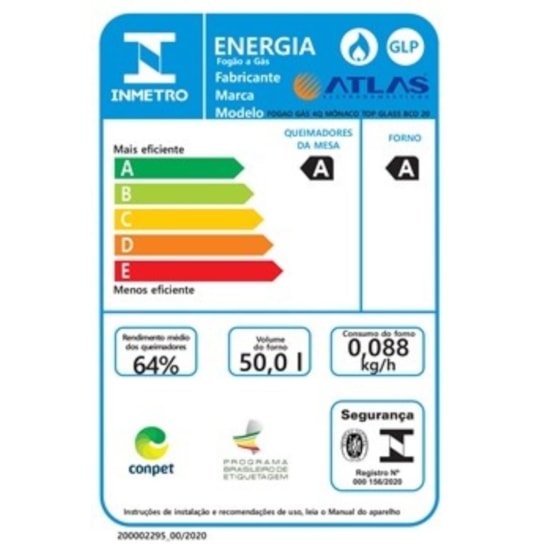 Fogão 4 Bocas Atlas Monaco Top Glass Branco Fogão 4 Bocas Atlas Monaco Top Glass Branco