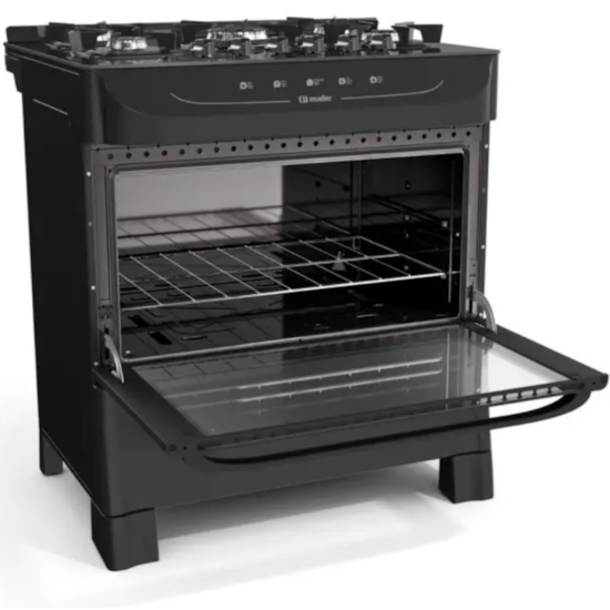 Fogão 5 Bocas Fratello Vetro Mfv5bb Muel Preto Fosco