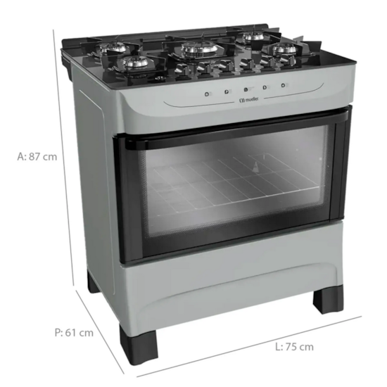 Fogão 5 Bocas Fratello Vetro Mfv5bb Muel Titânio