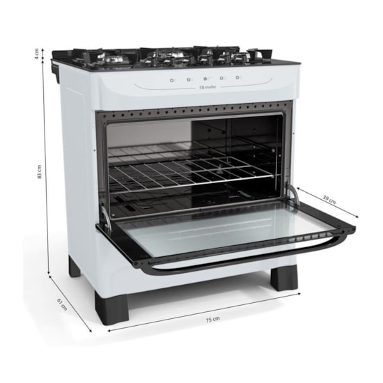 Fogão 5 Bocas Fratello Vetro Mfv5bb Mueller Branco