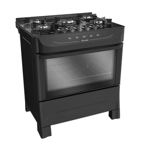 Fogão 5 Bocas Fratello Vetro Mfv5bb Mueller Preto Fosco