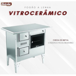 Fogão A Lenha Nr 1 Direito Vitrocerâmico Inox