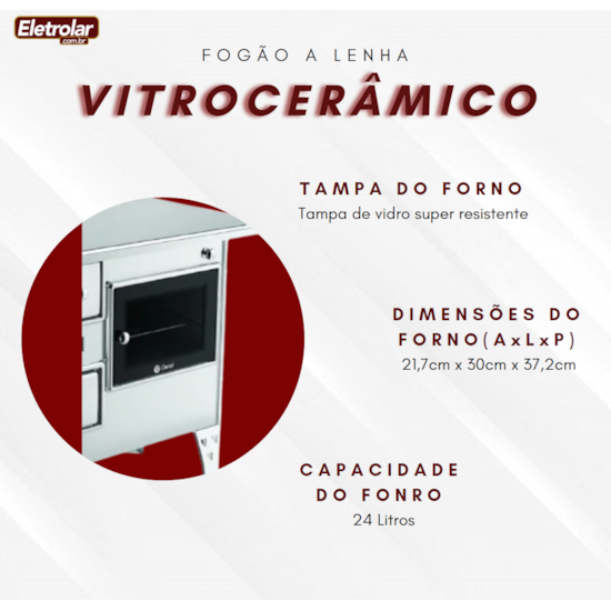 Fogão A Lenha Nr 1 Direito Vitrocerâmico Inox Inox