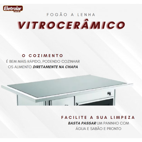 Fogão A Lenha Nr 1 Direito Vitrocerâmico Inox Inox