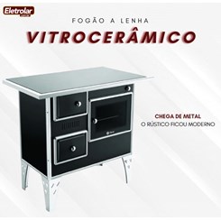 Fogão A Lenha Nr 1 Direito Vitrocerâmico Preto