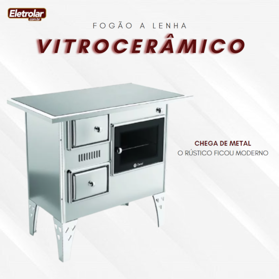 Fogão A Lenha Nr 2 Direito Vitrocerâmico Inox Inox