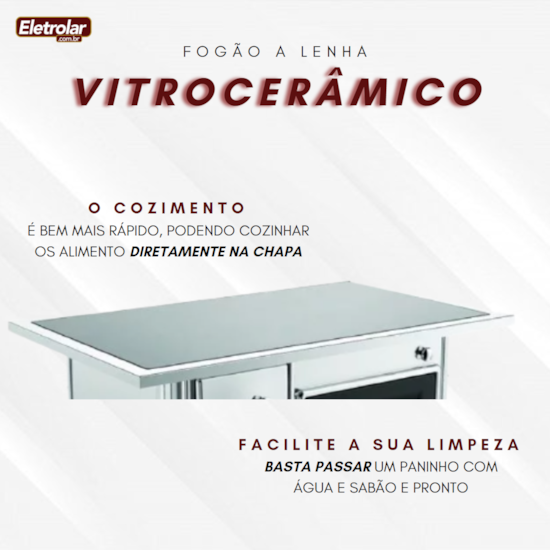Fogão A Lenha Nr 2 Direito Vitrocerâmico Inox Inox