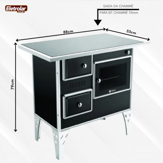 Fogão A Lenha Nr 2 Direito Vitrocerâmico Pt Preto