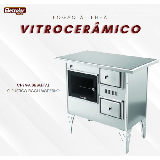 Fogão A Lenha Nr1 Esquerdo Vitrocerâmico Inox Inox