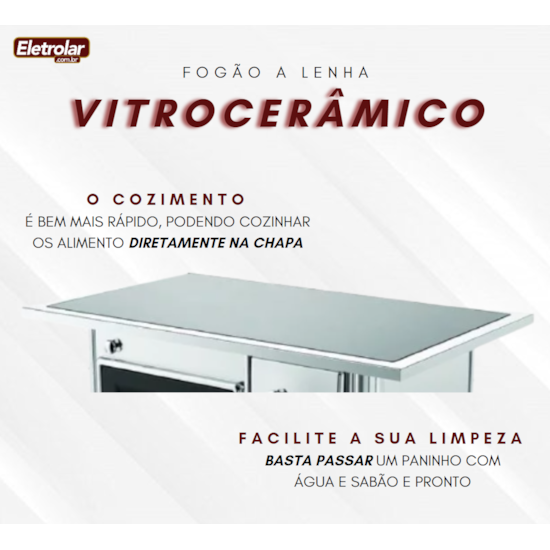 Fogão A Lenha Nr1 Esquerdo Vitrocerâmico Inox Inox
