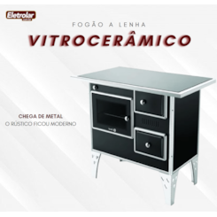 Fogão A Lenha Nr1 Esquerdo Vitrocerâmico Preto