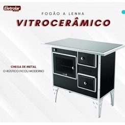 Fogão A Lenha Nr2 Esquerdo Vitrocerâmico Preto