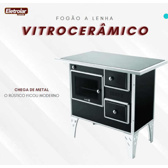 Fogão A Lenha Nr2 Esquerdo Vitrocerâmico Pt Preto