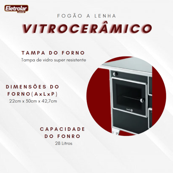 Fogão A Lenha Nr2 Esquerdo Vitrocerâmico Pt Preto