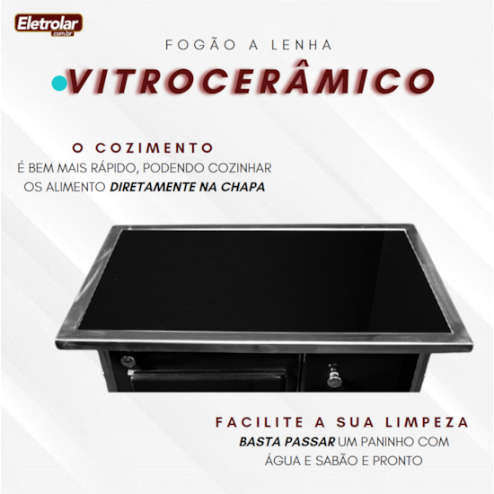 Fogão A Lenha Nr2 Esquerdo Vitrocerâmico Pt Preto