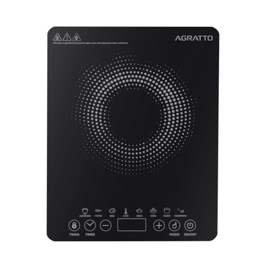Fogão Cooktop Induçao 1 Bc Agratto 220V Preto Fogão Cooktop Induçao 1 Bc Agratto 220V Preto