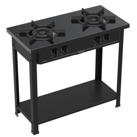Fogao Industrial 2 Bocas Couracado Dako Com Pés Removíveis Preto