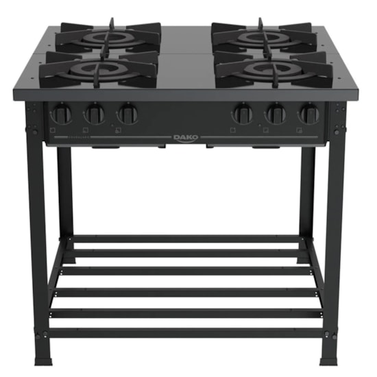 Fogao Industrial 4 Bocas Couracado Dupla Preto