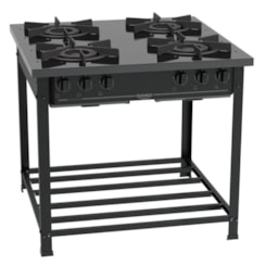 Fogao Industrial 4 Bocas Couracado Dupla Preto