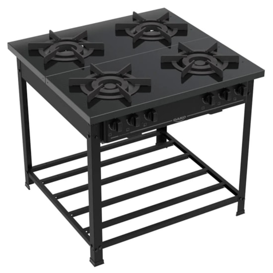 Fogao Industrial 4 Bocas Couracado Dupla Preto