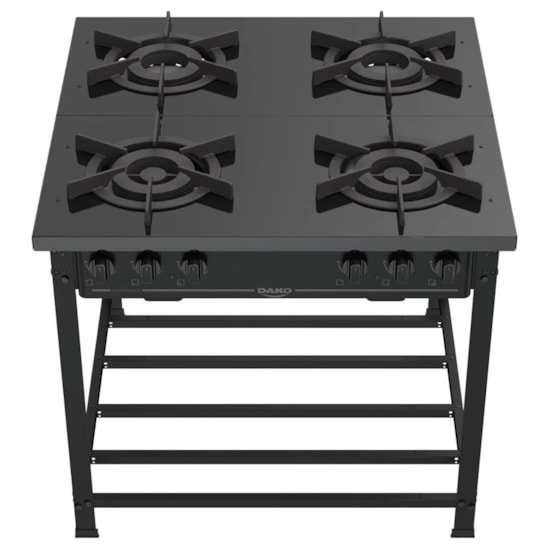 Fogao Industrial 4 Bocas Couracado Dupla Preto