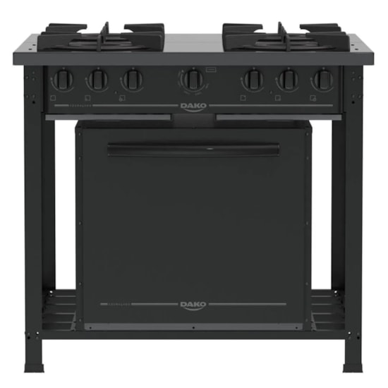 Fogao Industrial 4 Bocas Couracado Forno E Dupla Chama Dako Preto