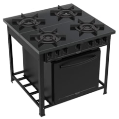 Fogao Industrial 4 Bocas Couracado Forno E Dupla Chama Dako Preto
