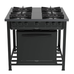 Fogao Industrial 4Q Couracado C/Forno Preto