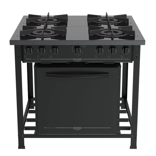 Fogao Industrial 4Q Couracado C/Forno Preto