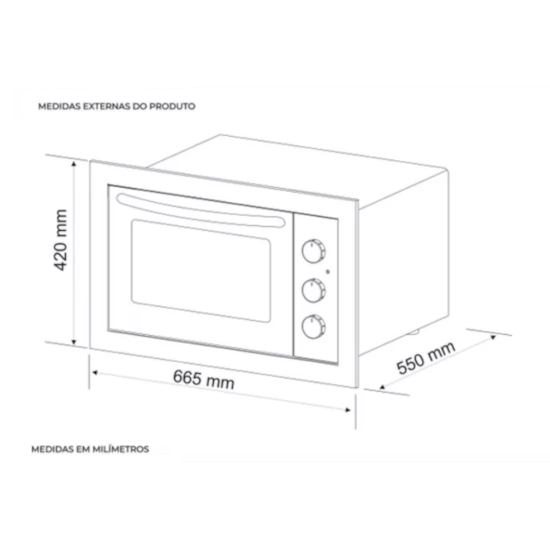 Forno Elétrico Embutir Fitline 48L 220V Inox - Eletrolar