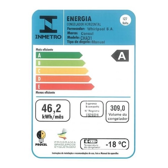 Freezer Horizontal 309L 1P Consul Cha31 Branco Freezer Horizontal 309L 1P Consul Cha31 Branco