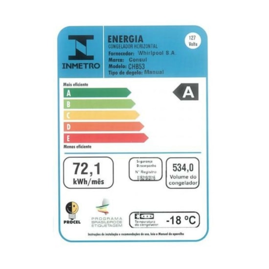 Freezer Horizontal 534L 2P Consul Chb53 Branco Freezer Horizontal 534L 2P Consul Chb53 Branco