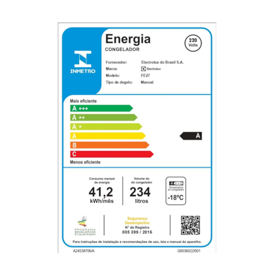 Freezer Vertical 234L Fe27 Electrolux Branco Freezer Vertical 234L Fe27 Electrolux Branco