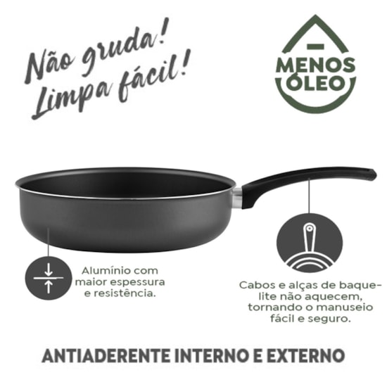 Frigideira Funda Alum 22Cm Panelux  Grafite