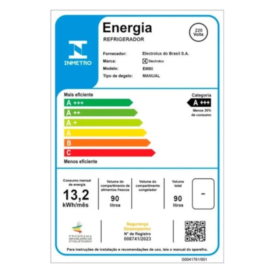 Frigobar 90L Em90b Efficiente Electrolux Branco