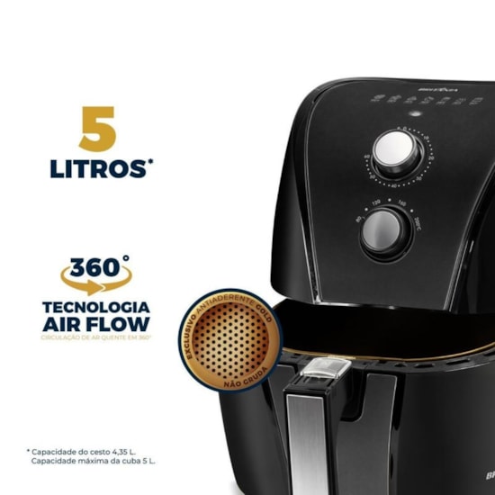 Fritadeira Air Fryer 5 Litros Baf45a Britânia 220V 1500W Preto