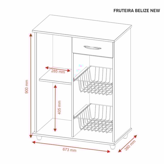 Fruteira Belize New 1 P 2 Cestos Notável Branco New Fruteira Belize New 1 P 2 Cestos Notável Branco New