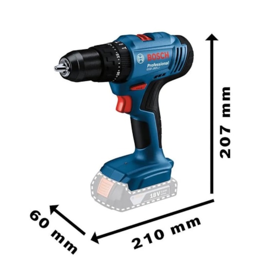 Furadeira E Parafusadeira Impacto 18V Gsb183li 1 Bateria Azul