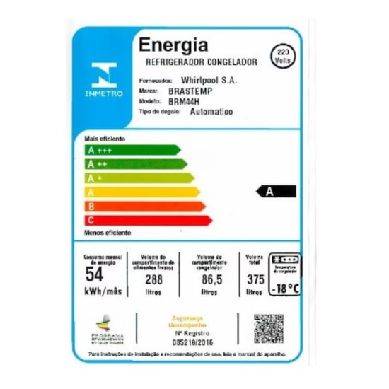 Geladeira 375L 2P Brastemp Brm44 Inox 220V Platinum